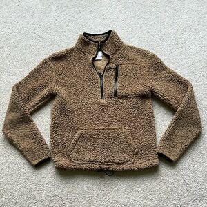 No Boundaries Brown Sherpa Half Zip